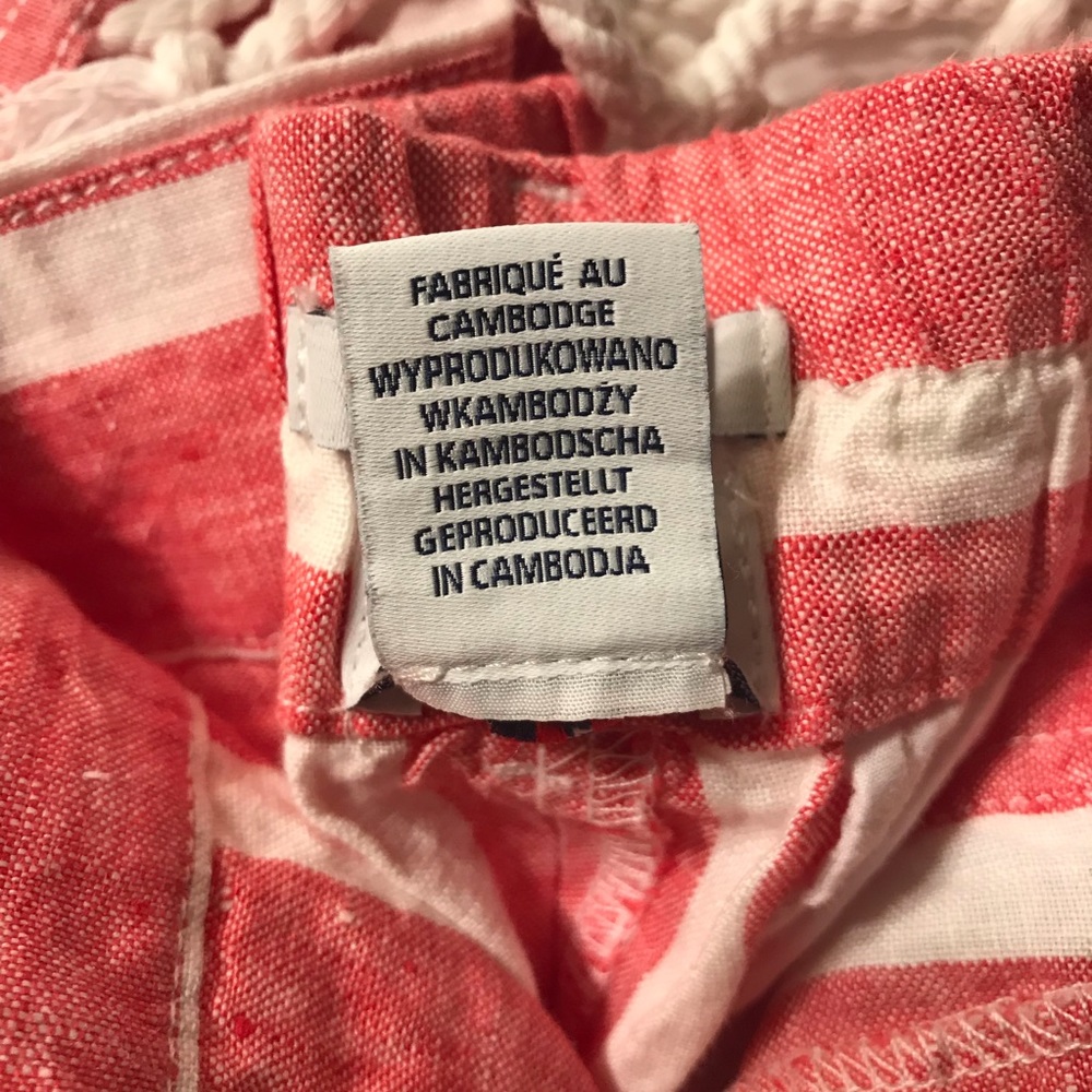 Nicole Miller Linen Striped Shorts Pink/White - Picture 5 of 6
